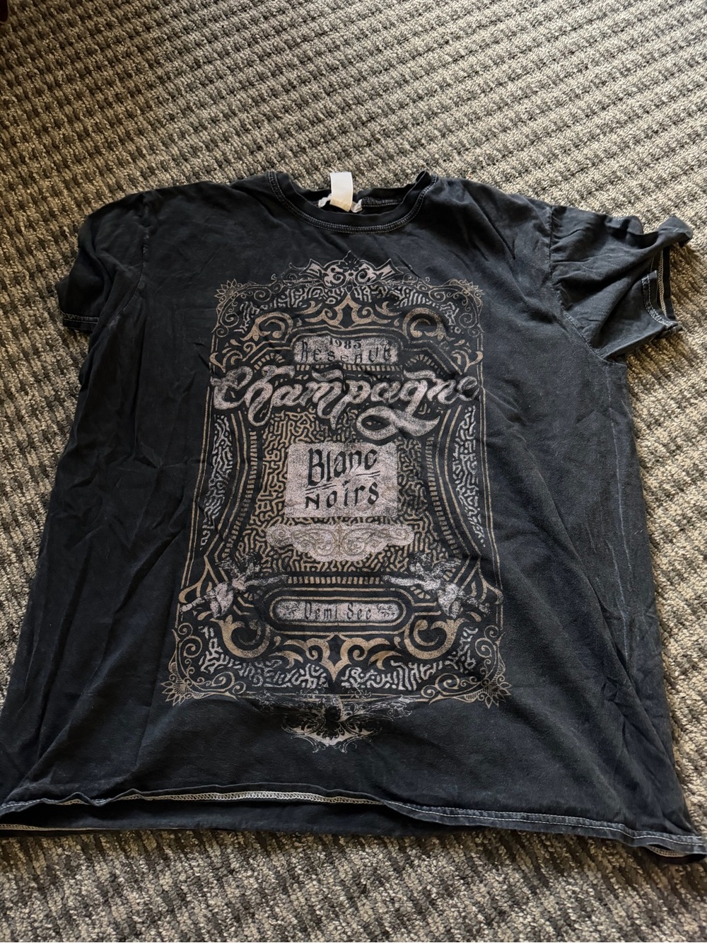 Project Social T Black Short-Sleeve Tee with Light Gray Ornate Graphic